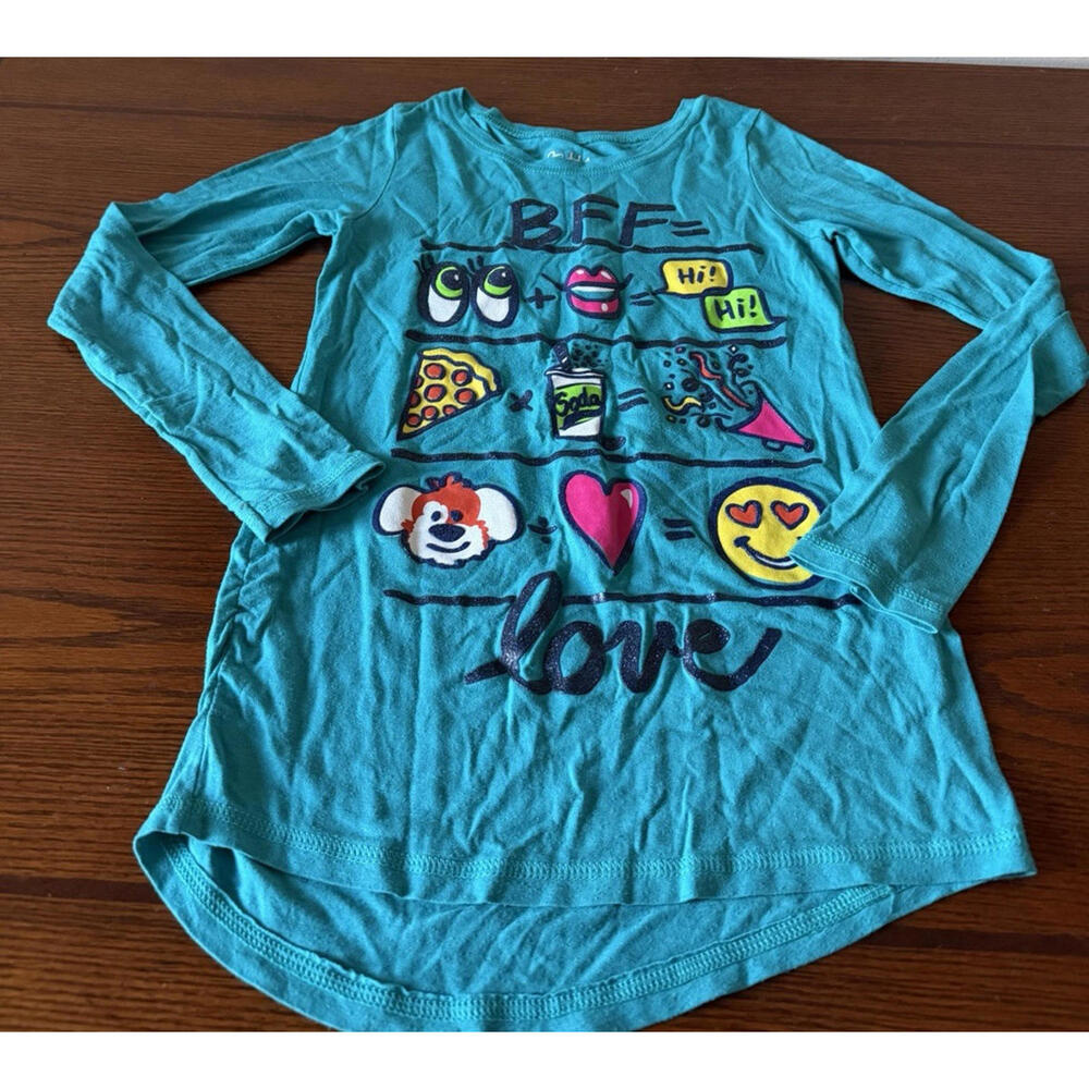 Hanes Girl's Shirt BFF= Love Blue Size Medium MINT